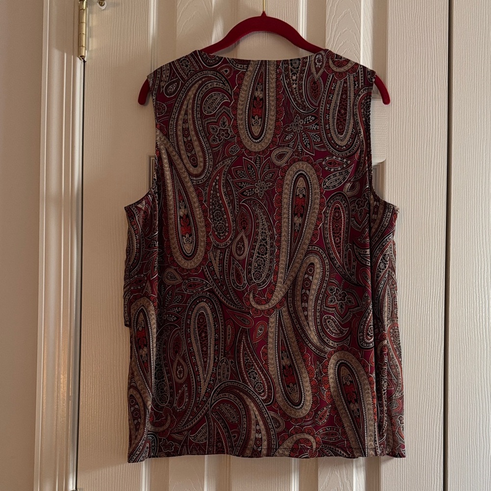 Dressbarn Established 1962 Sleeveless Paisley Blouse- L - Picture 2 of 7